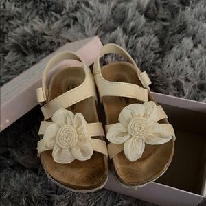 Cream Floral Kids Sandals